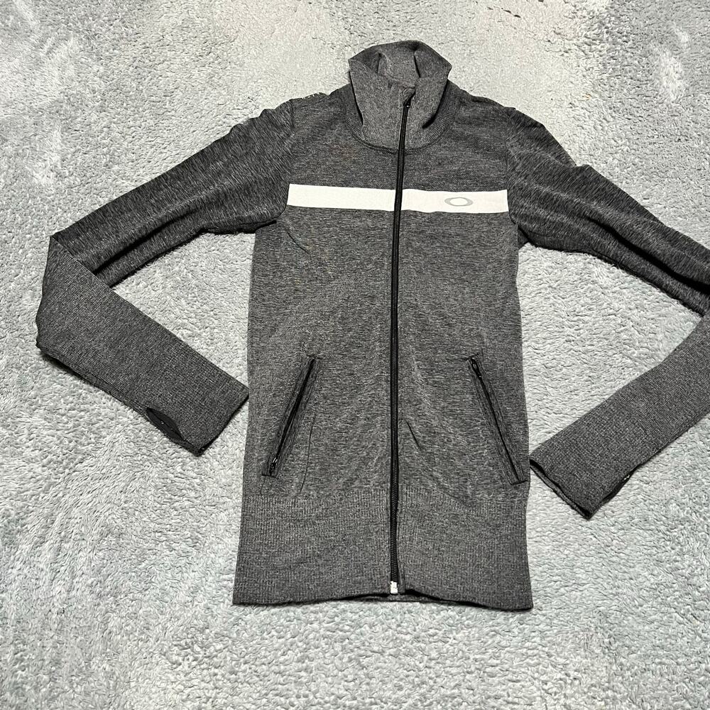 Oakley Jacket Womens XS Athletic Zip Track Slim Fit Stretch Thumb Holes